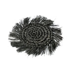 Sous-verre en raphia noir tressé avec franges pour une décoration élégante