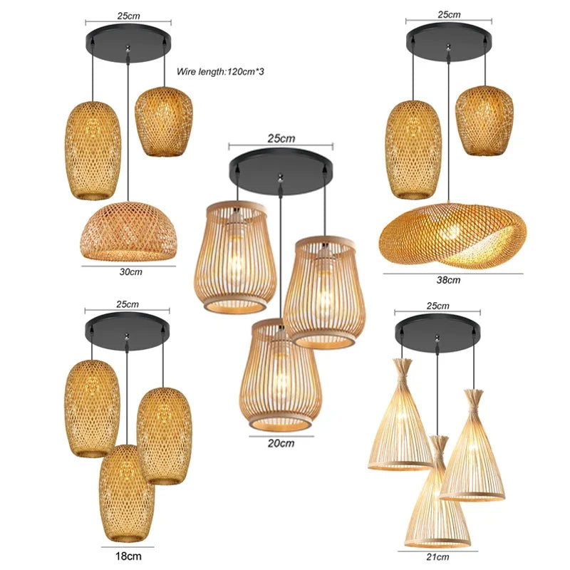 Dimensions et variétés des suspensions multiples en bambou