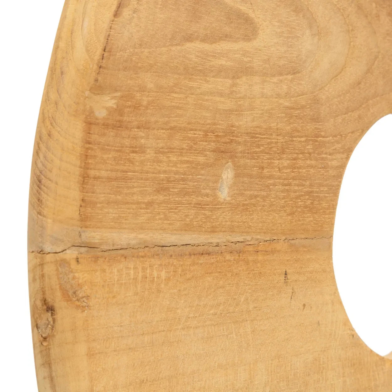 Disque décoratif en teck rond sur support en bois de 60 cm de haut