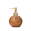 Distributeur de savon en coque de noix de coco brun avec pompe en laiton doré poli