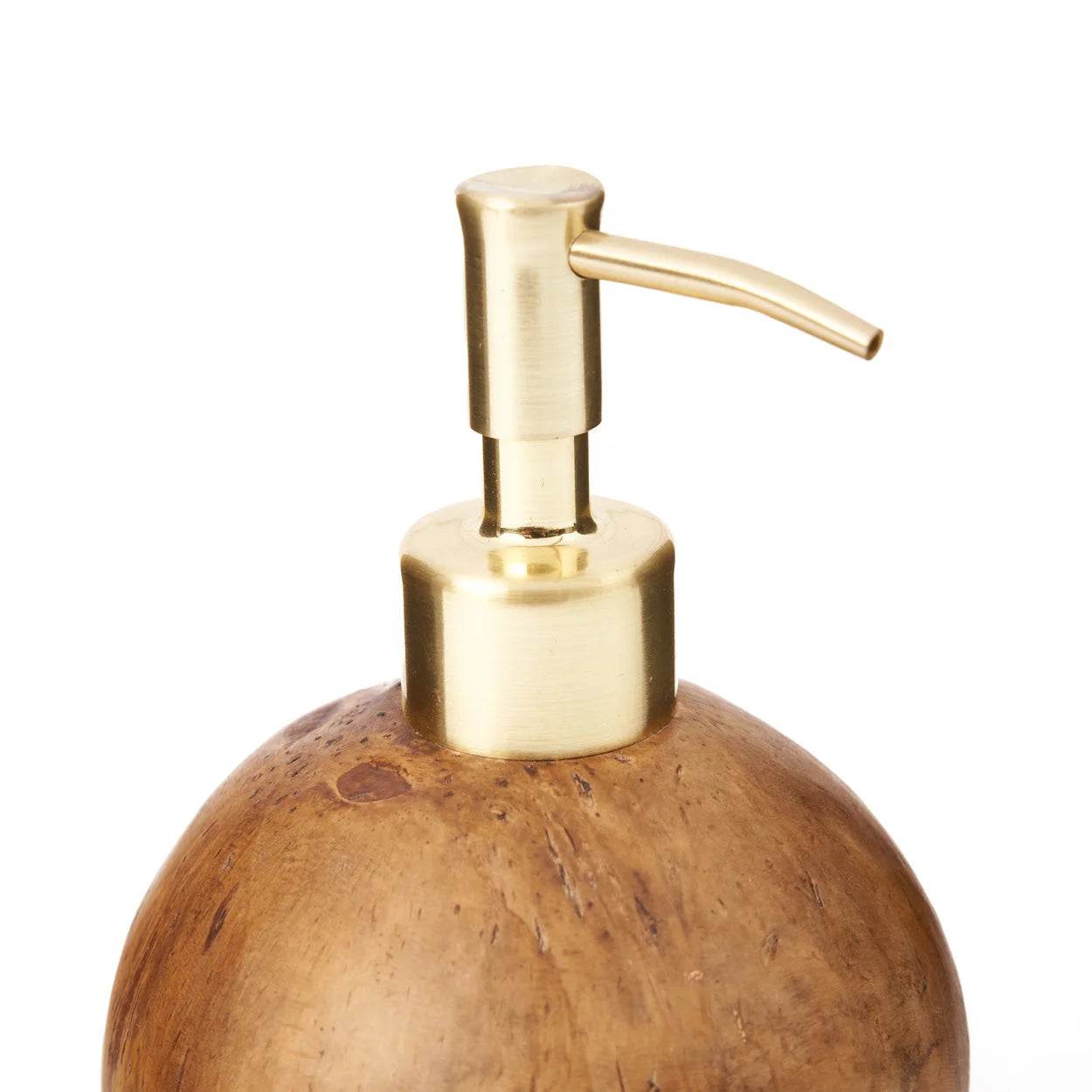 Distributeur de savon noix de coco brun en laiton brossé avec pompe dorée