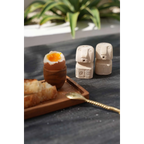 Duo salière poivrière en grès naturel forme totem 7 cm