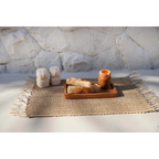 Duo salière poivrière en grès naturel forme totem 7 cm