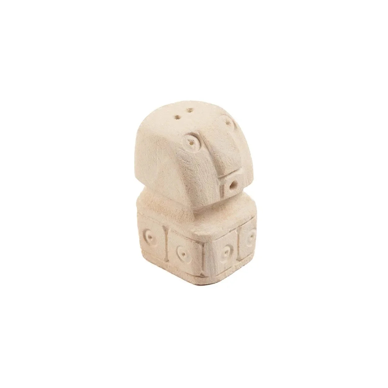 Salière et poivrière en grès naturel beige en forme de totem de 7 cm
