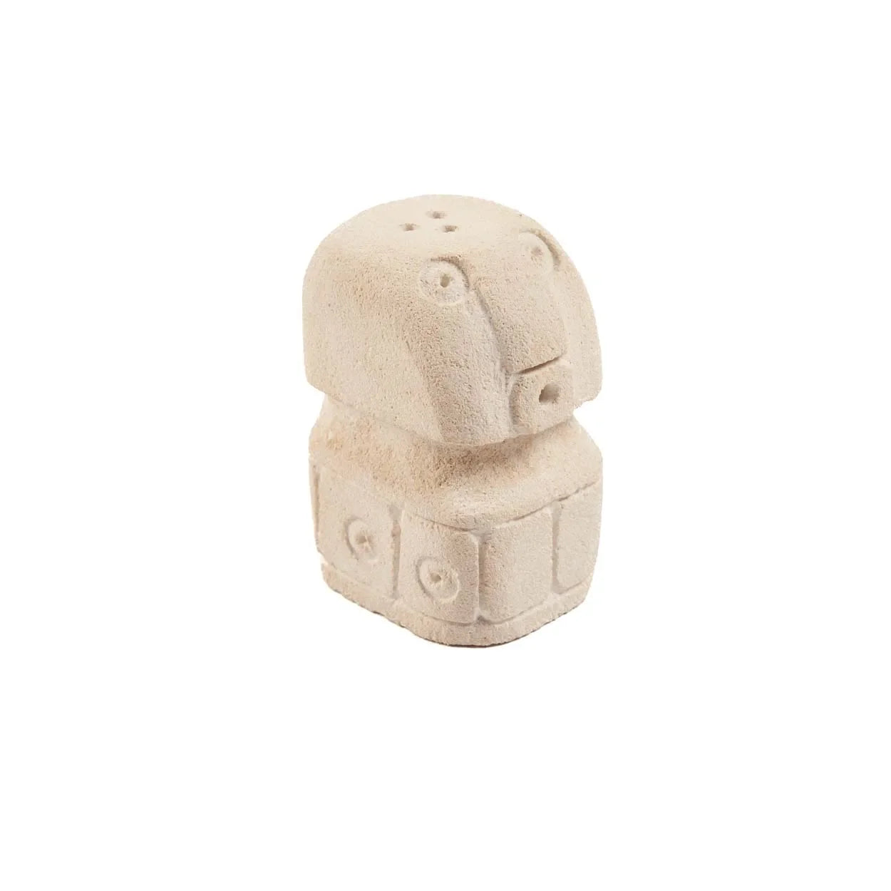 Figurine en céramique beige abstraite forme totem pour salière et poivrière