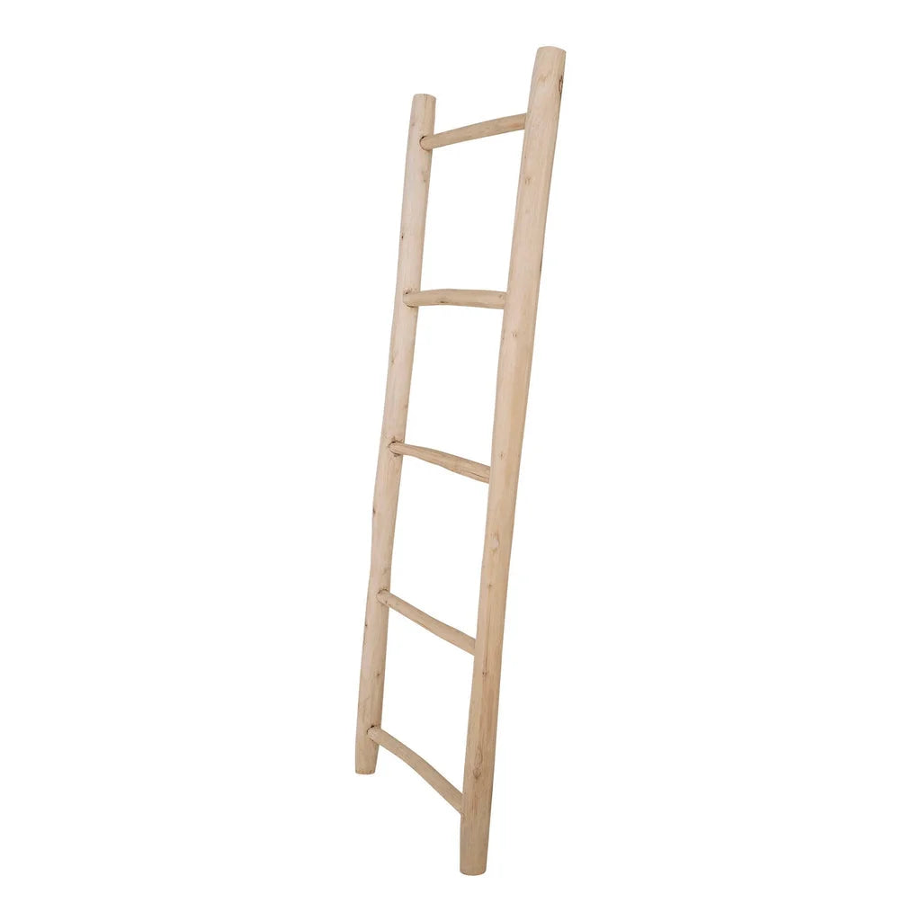 Échelle décorative en bois de teck naturel avec quatre degrés, dimensions 50x150 cm
