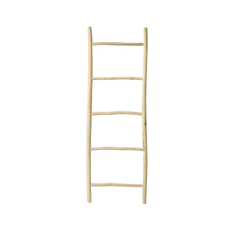 Échelle décorative en teck naturel – Structure asymétrique – H165 cm