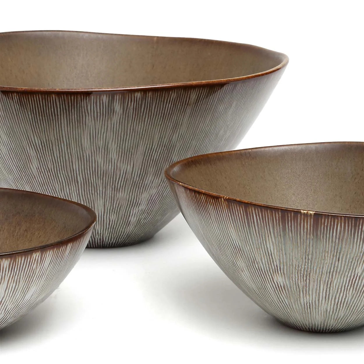 Ensemble de 6 bols en céramique gris blanc Peniche 16 cm
