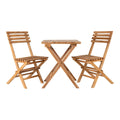 Table pliante bistrot en teck naturel avec 2 chaises