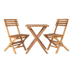 Table pliante bistrot en teck naturel avec 2 chaises