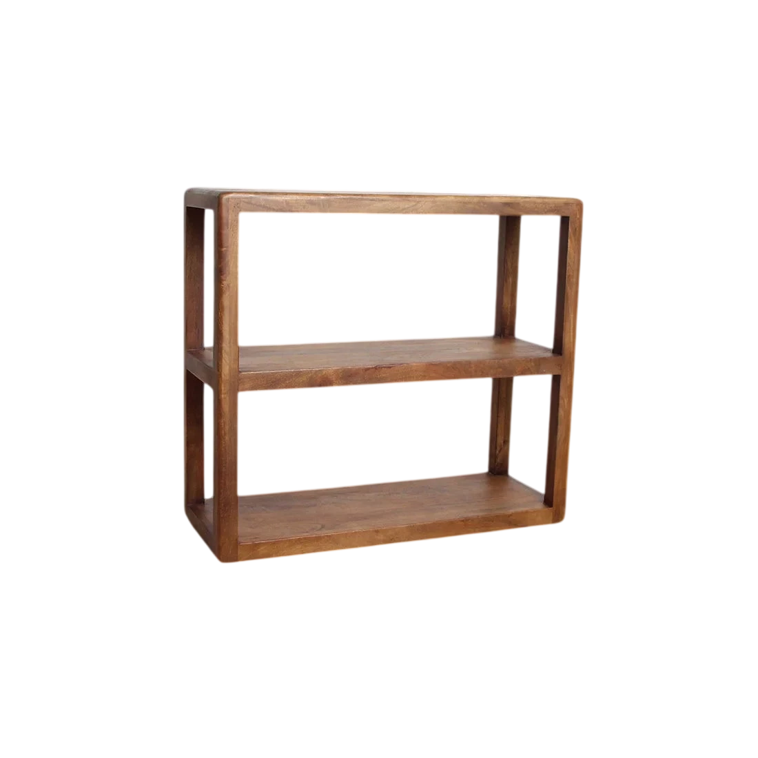 Étagère en bois de manguier brun minimaliste à deux étages, 100x38 cm