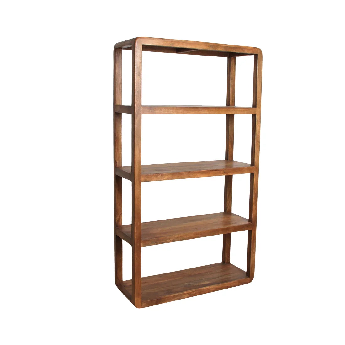 Étagère ouverte en bois de manguier brun, formes arrondies, 100x38 cm