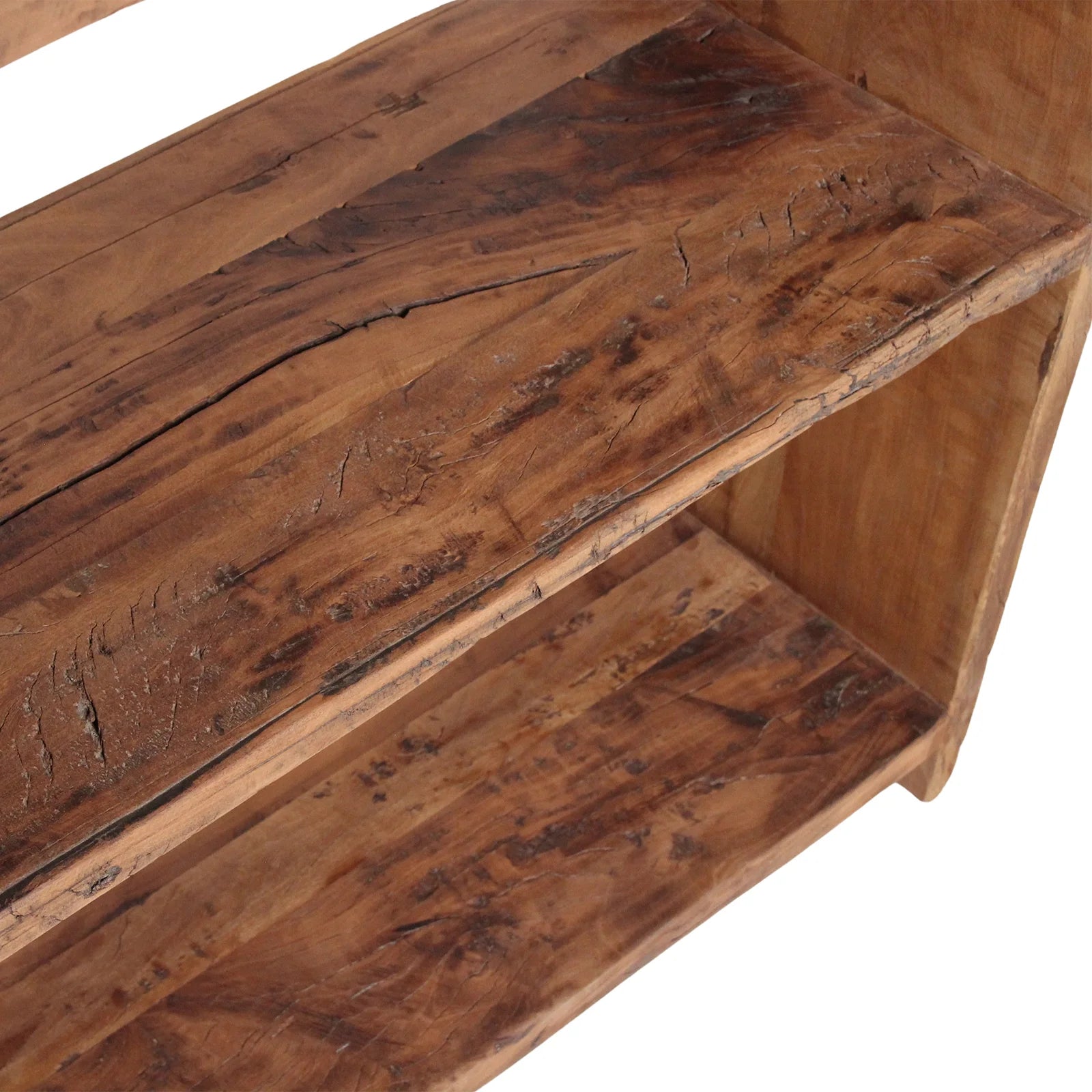 Étagère en bois recyclé marron à deux niveaux, rustic, 100x37 cm