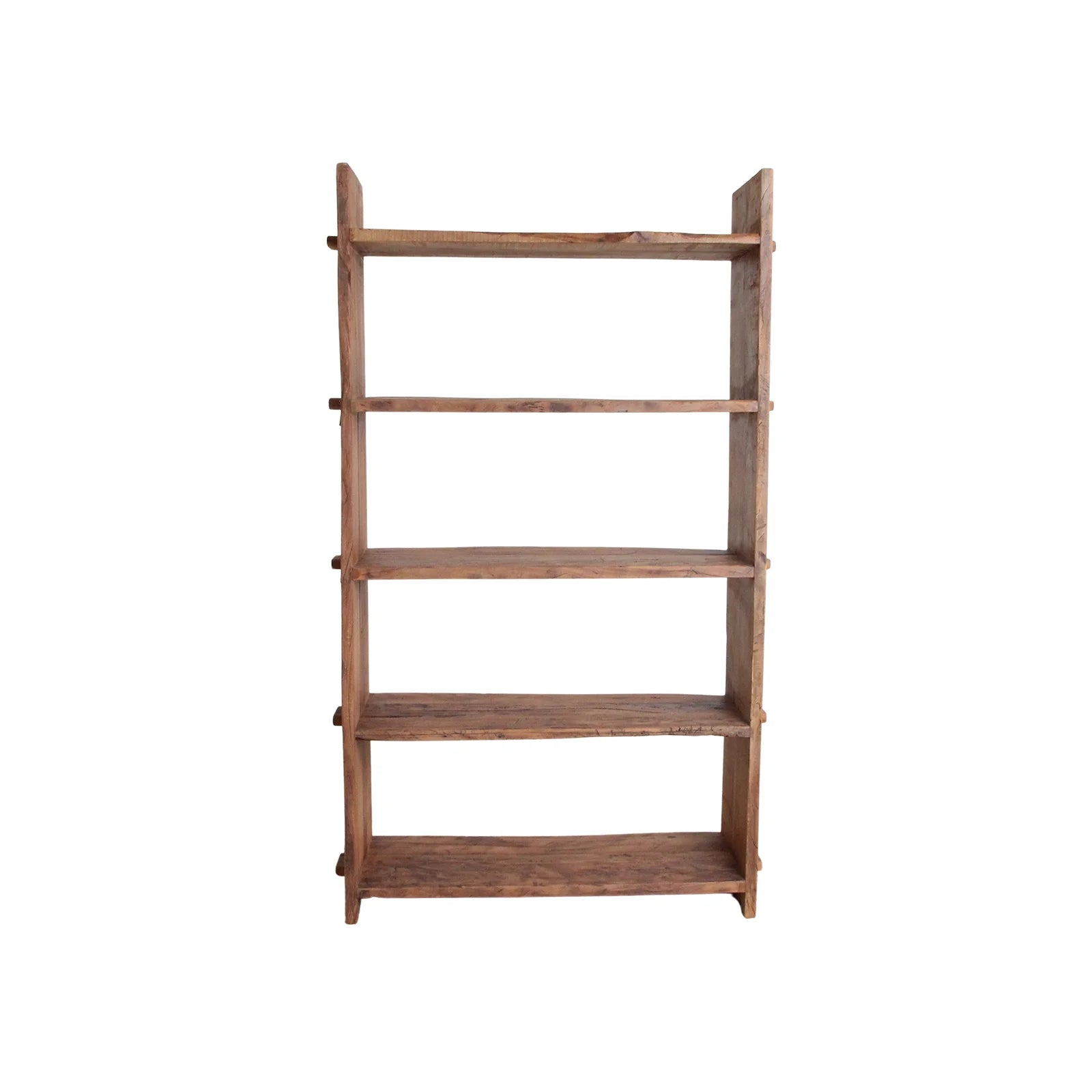 Étagère en bois recyclé marron, 4 étagères rustiques texturées, 100x37 cm