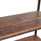 Étagère haute ouverte en bois recyclé brun foncé et métal noir, 100x38 cm