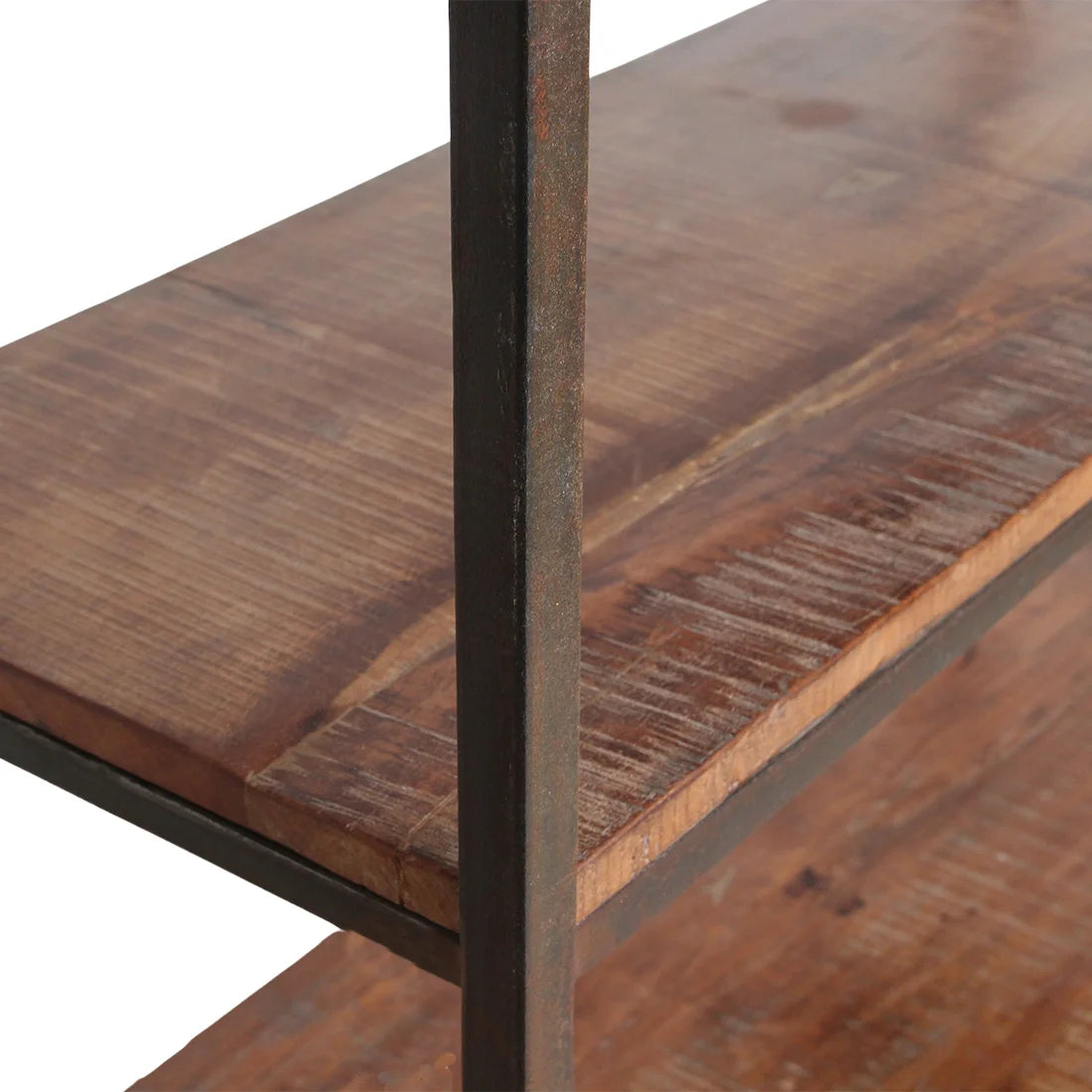 Étagère haute ouverte en bois recyclé et métal noir, 100x38 cm