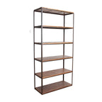 Étagère haute ouverte en bois recyclé et métal noir, 100x38 cm