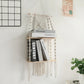 Étagère murale 2 niveaux en bois et macramé avec des livres