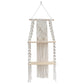 Étagère murale 2 niveaux en bois et macramé 
