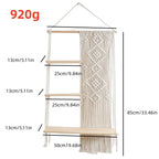 Étagère murale 3 niveaux en macramé dimension