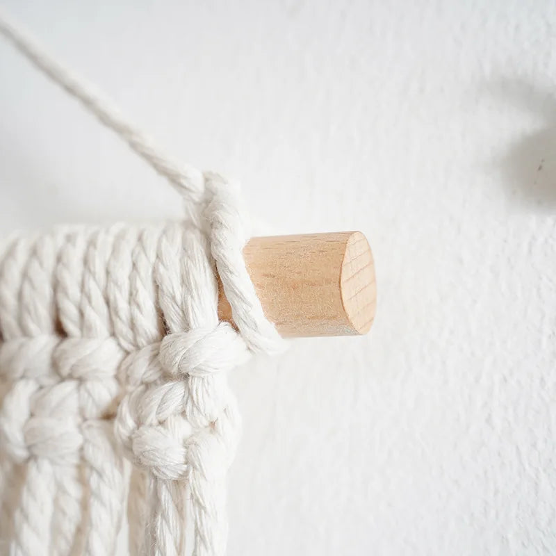 étagère murale 3 niveaux en macramé zoom
