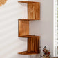 Étagère murale d'angle en bois 4 niveaux dans un salon
