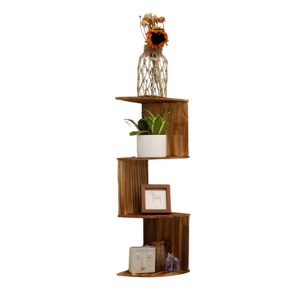 Étagère murale d'angle en bois 4 niveaux