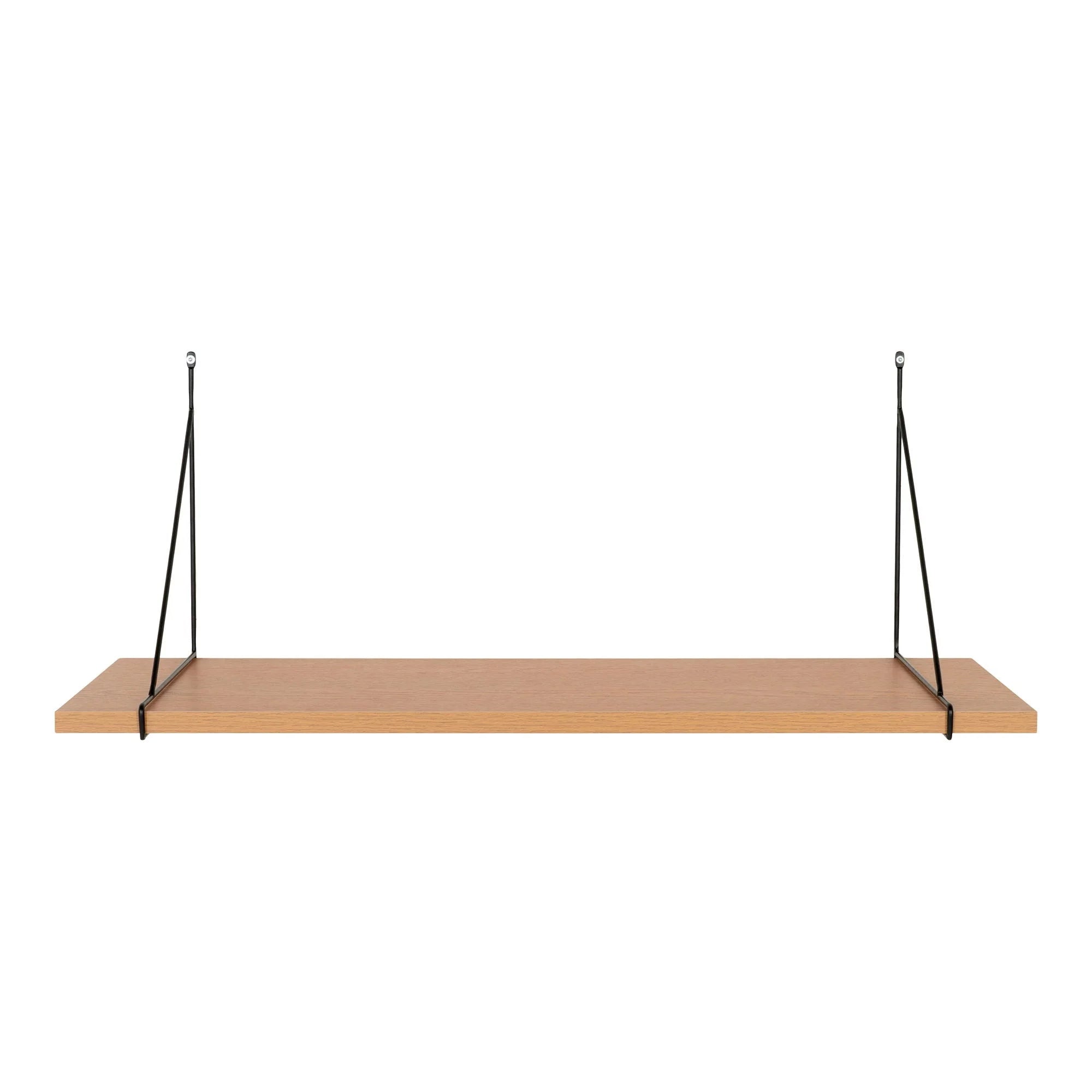 Étagère murale bois clair et métal noir rectangulaire 80x29 cm