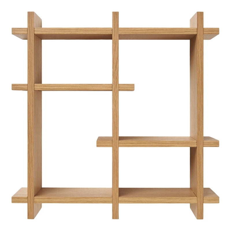 Étagère murale en bois clair quadrillage asymétrique – 40x12x40 cm