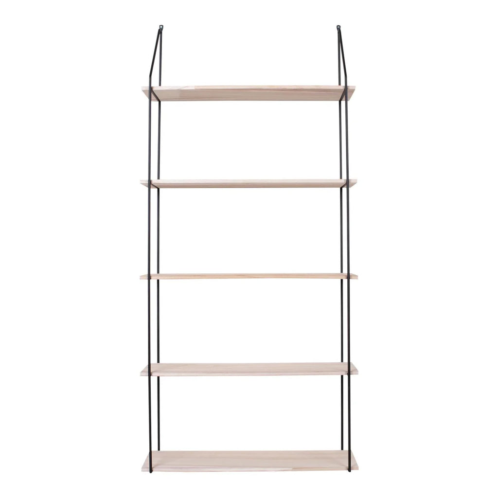 Étagère murale minimaliste bois clair métal noir 65x17 cm