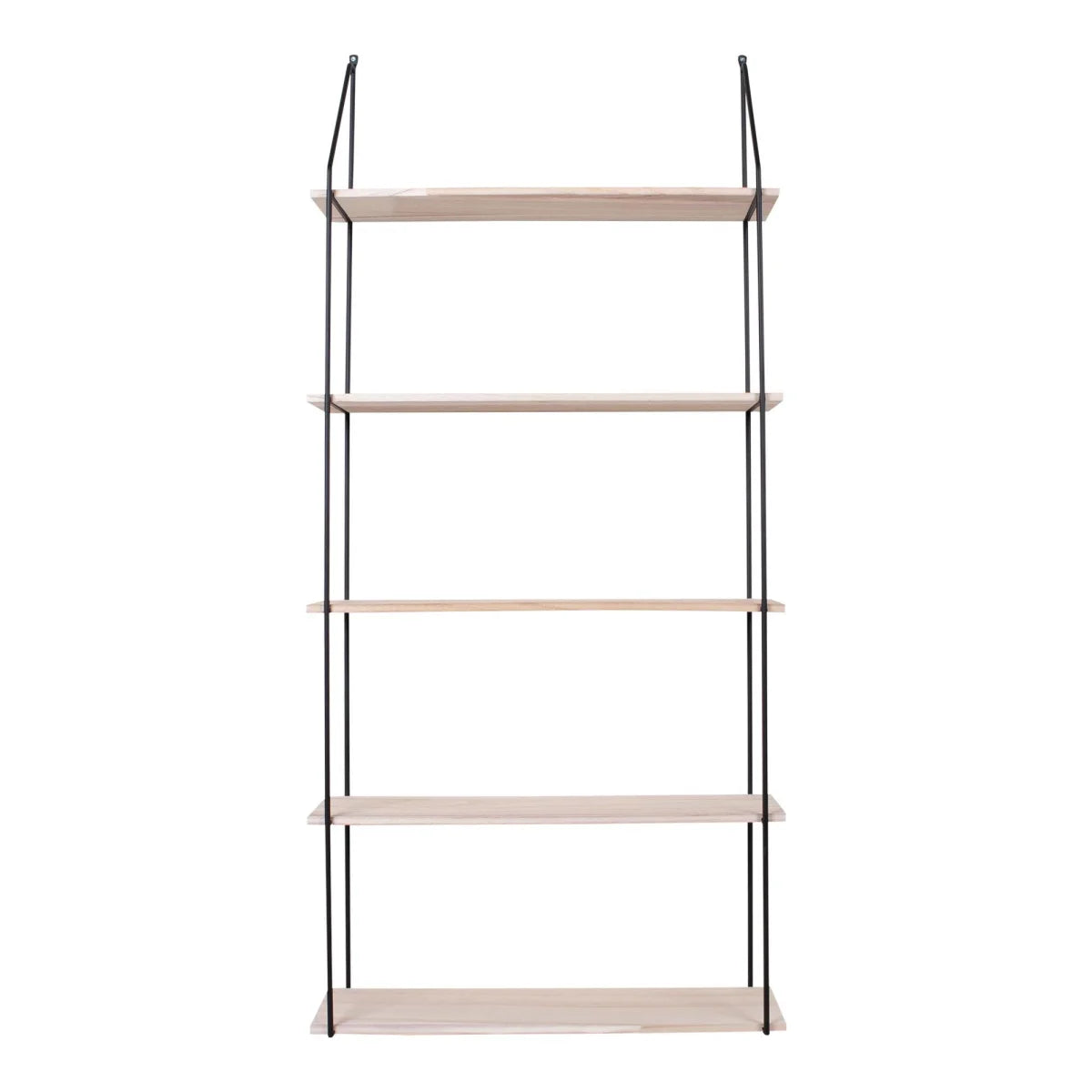 Étagère murale minimaliste bois clair métal noir 65x17 cm