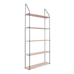Étagère murale en bois naturel et métal noir avec cinq niveaux, rectangle 65x17 cm
