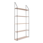 Étagère murale 5 étages bois naturel métal noir 65x17 cm