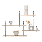 Etagère murale en bois naturel et métal noir rectangulaire 99x17 5 cm