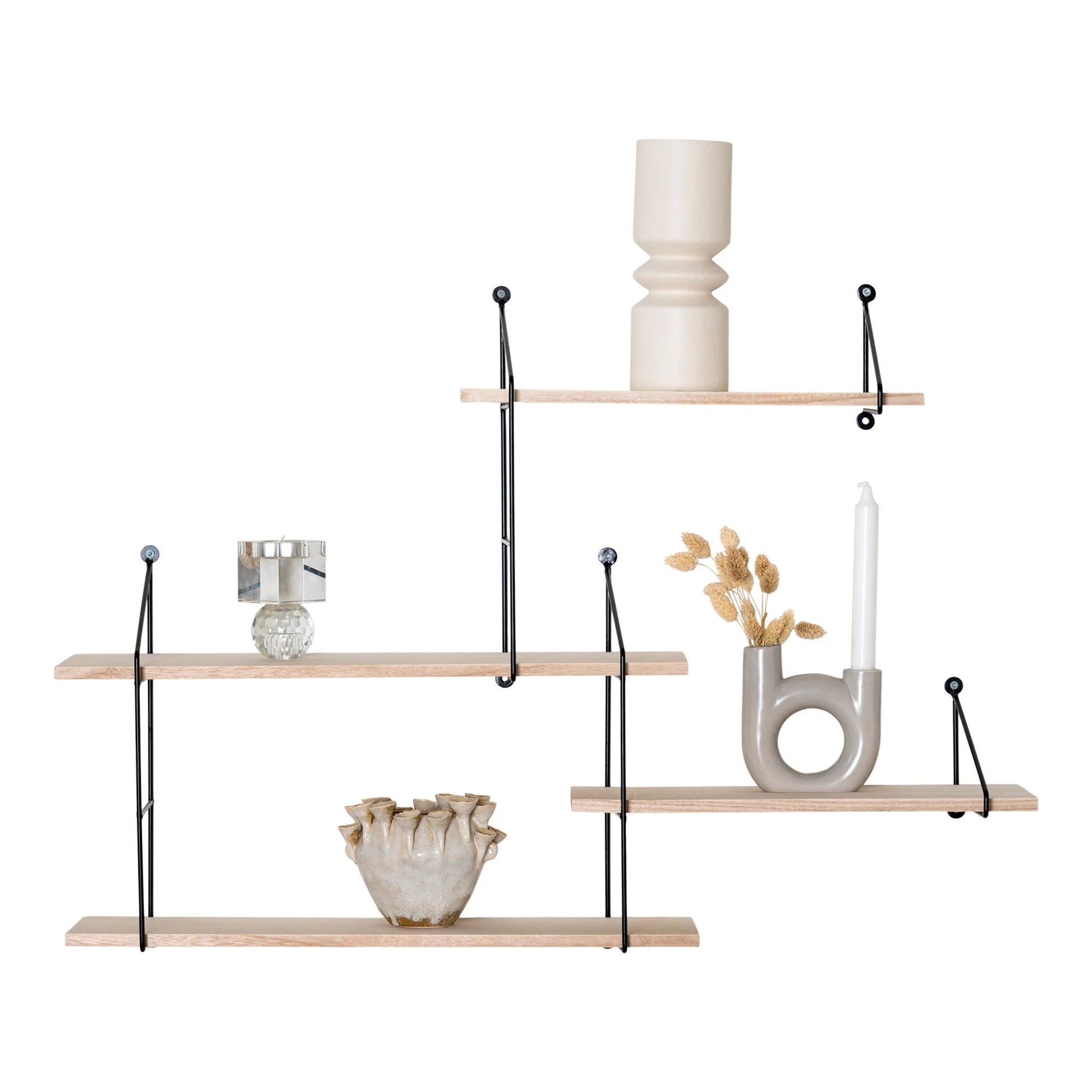 Etagère murale en bois naturel et métal noir rectangulaire 99x17 5 cm