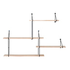 Étagère murale en bois naturel avec supports en métal noir 99x17,5 cm