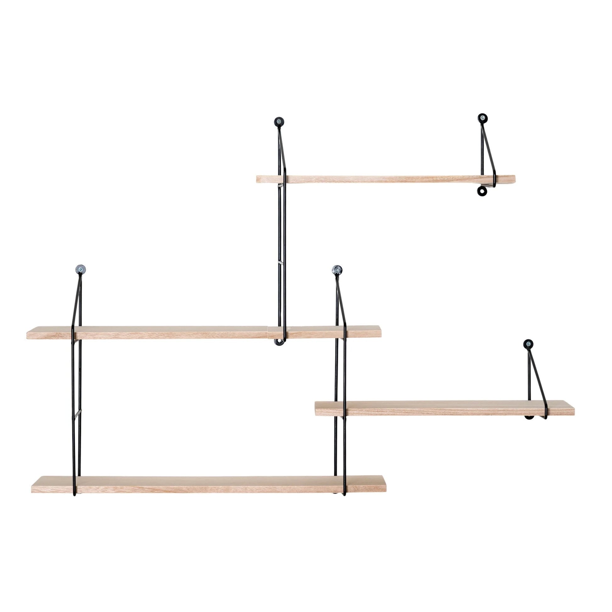 Étagère murale en bois naturel avec supports en métal noir 99x17,5 cm
