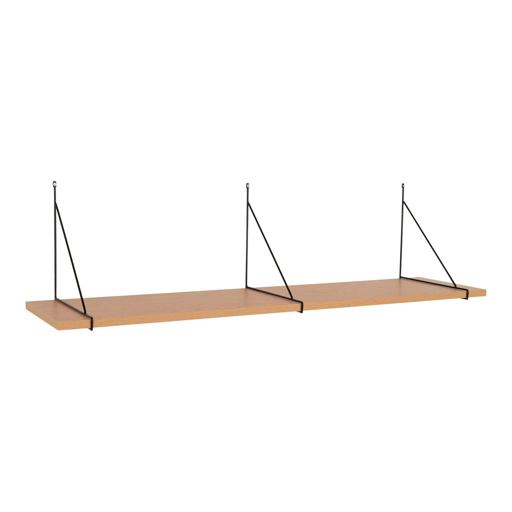 Étagère murale suspendue bois naturel métal noir 120x29 cm