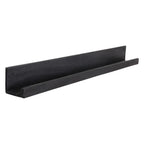 Étagère murale bois noir industriel 75x8 cm avec support U-channel métal noir