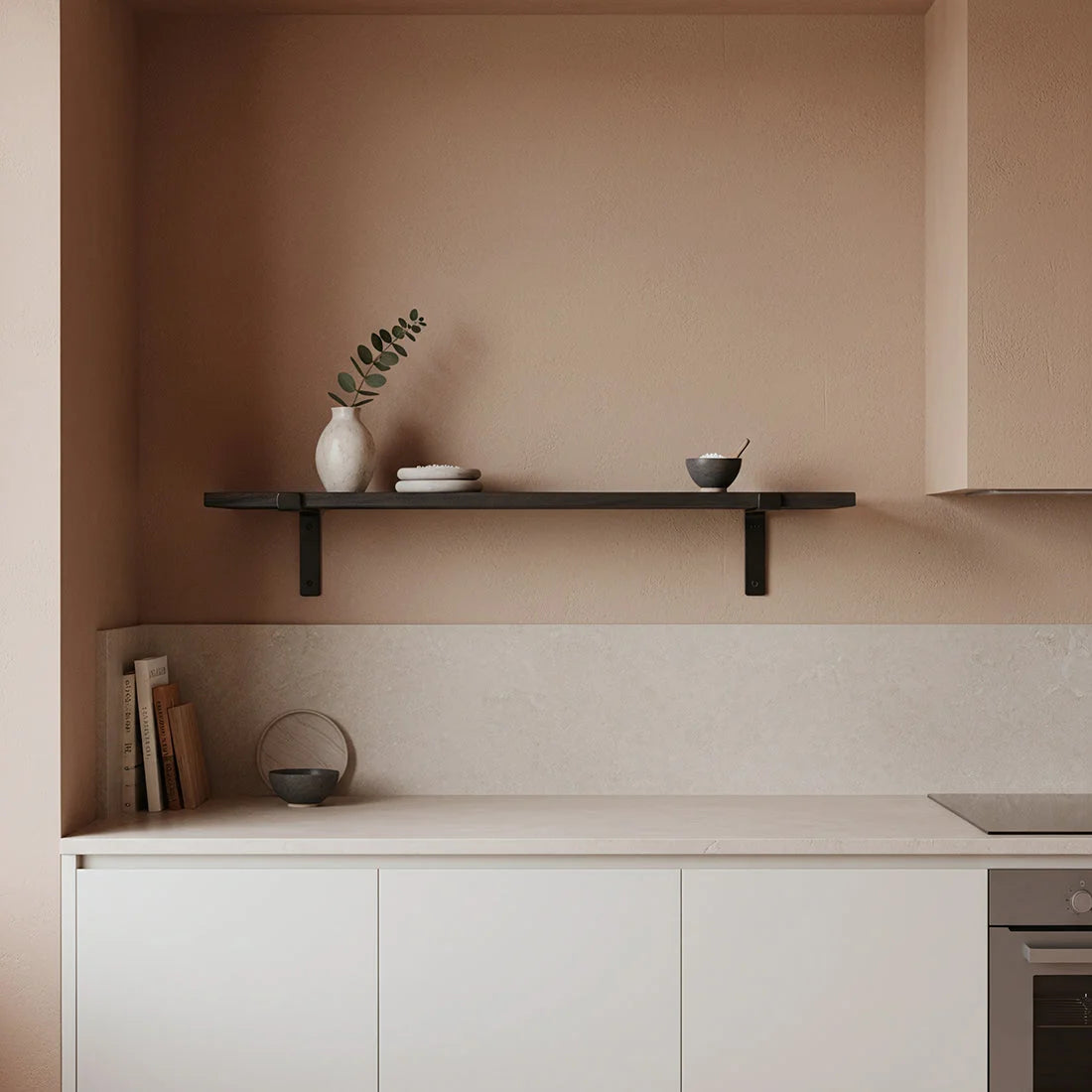 Étagère murale bois noir métal industriel rectangulaire 80x15 cm minimaliste