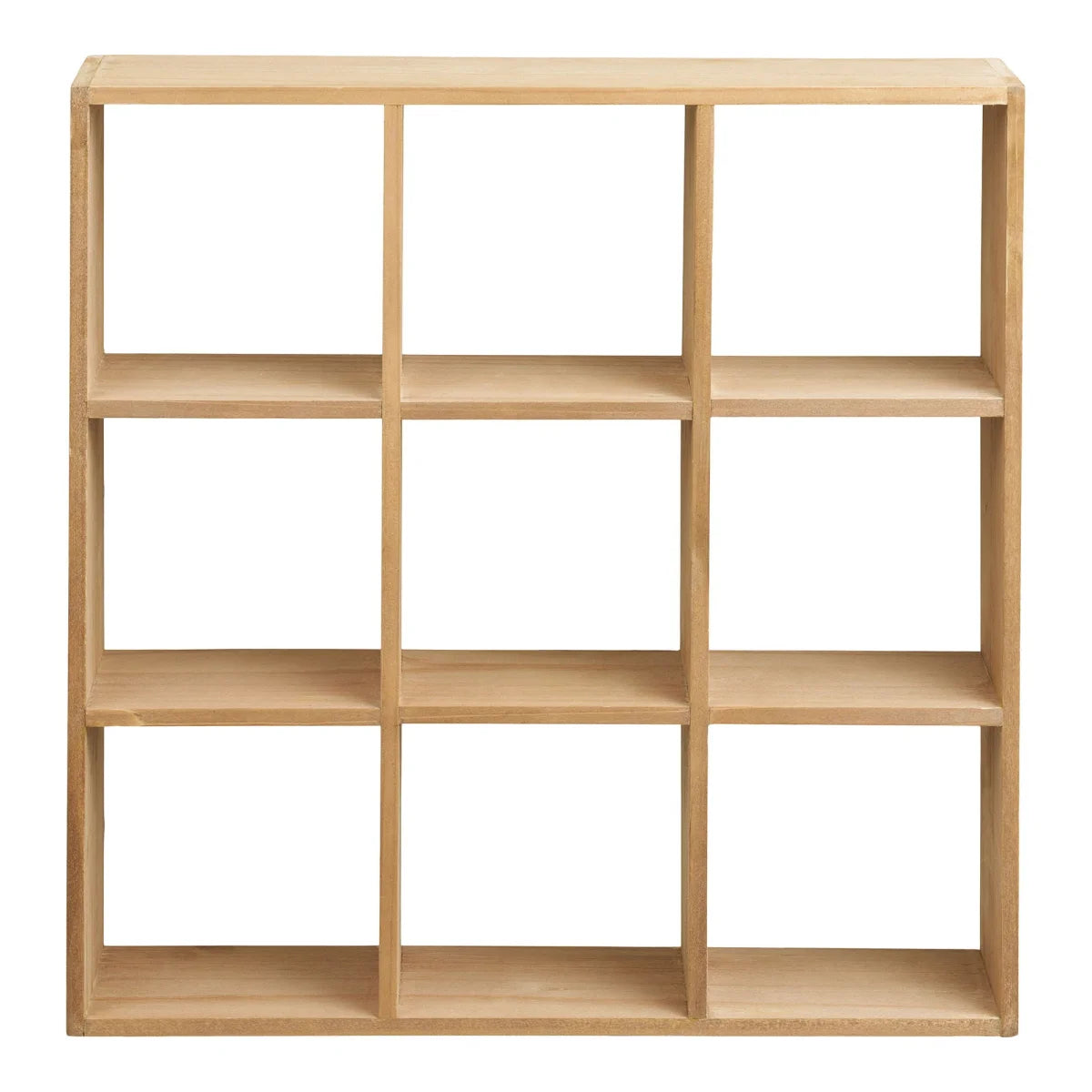 Étagère murale en bois de pin naturel avec neuf compartiments carrés 46x46 cm