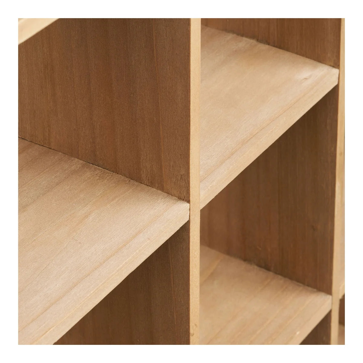 Étagère murale en bois de pin naturel avec neuf casiers carrés 46x46 cm