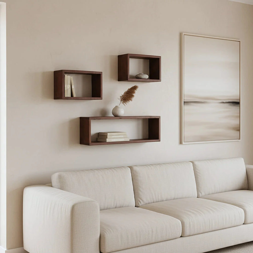 Étagère murale en bois recyclé brun rectangulaire 70x15 cm