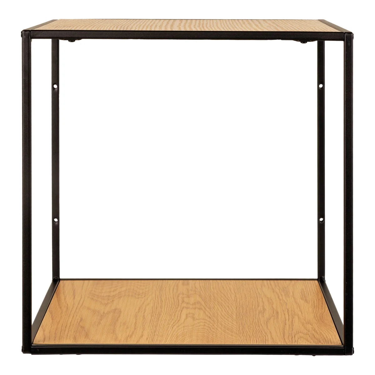 Étagère murale carrée en bois chêne et métal noir 36x36 cm