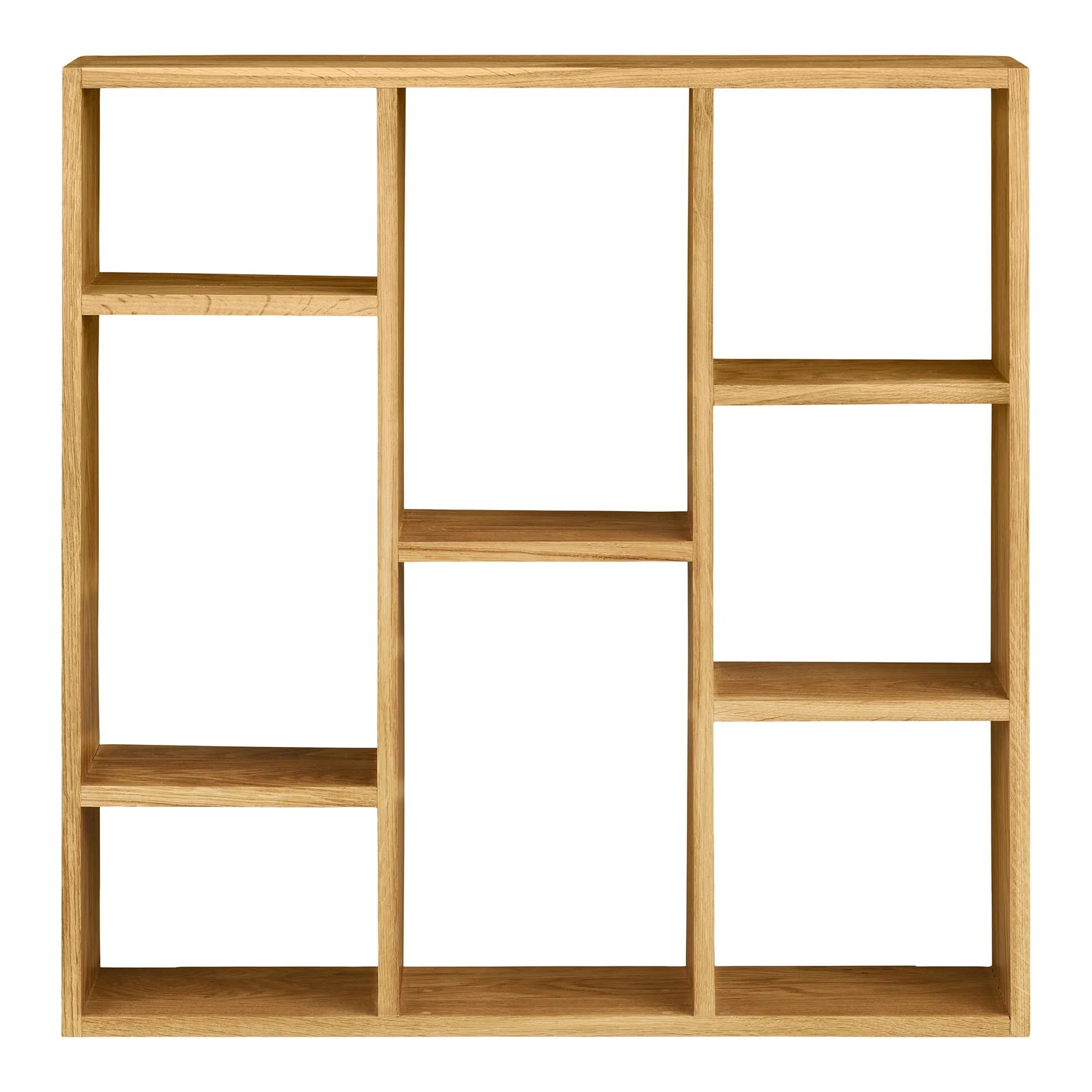 Étagère murale en chêne clair, design asymétrique moderne, 70x70 cm