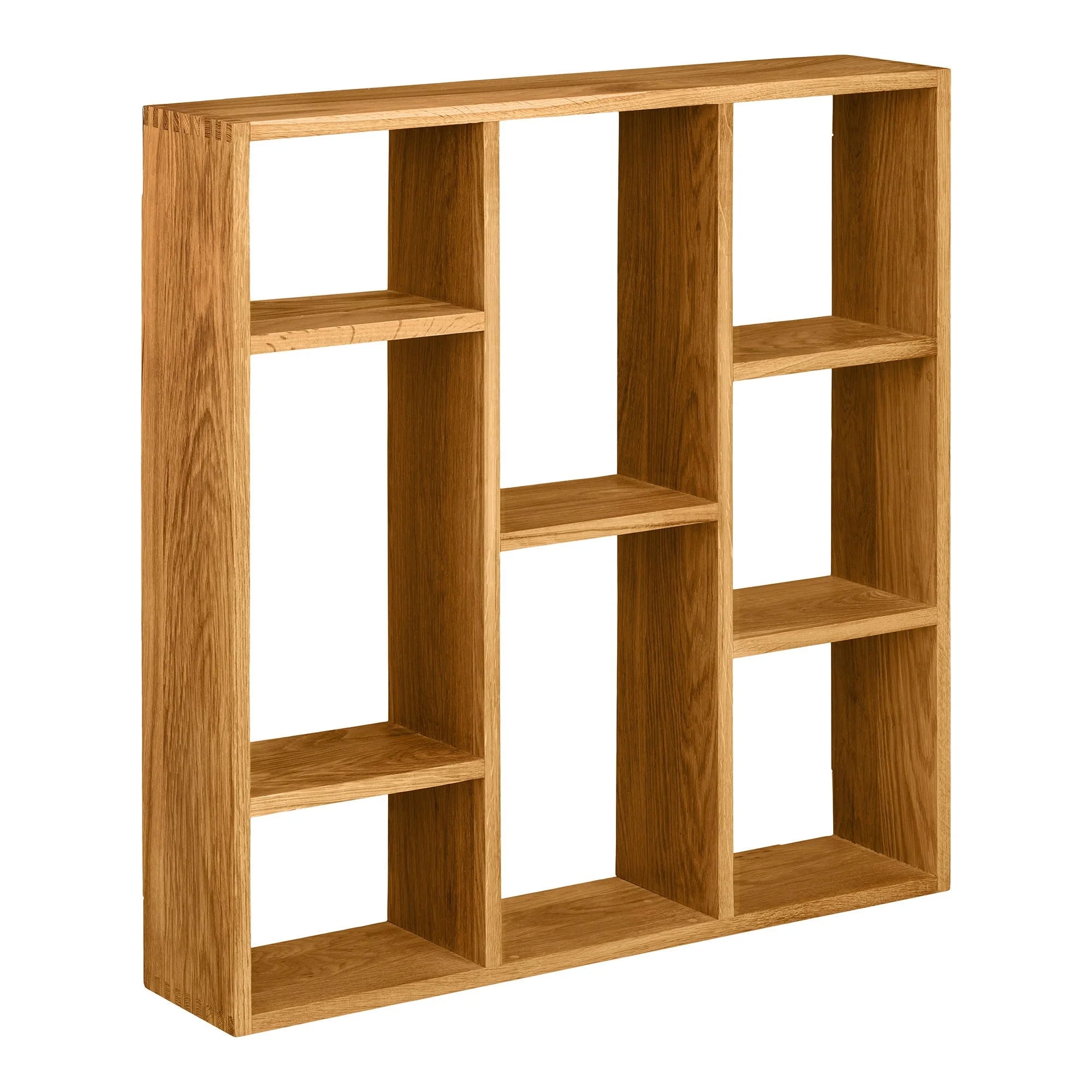 Étagère murale en chêne naturel avec niches asymétriques 70x70 cm