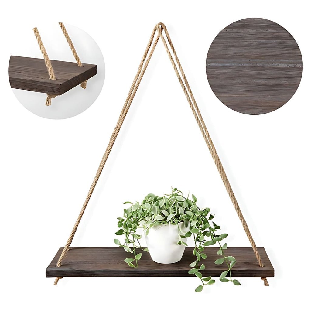 Étagère murale en bois suspendue marron