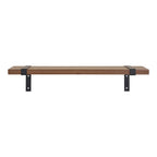 Étagère murale en frêne et métal noir 50x15 cm avec supports en métal noir