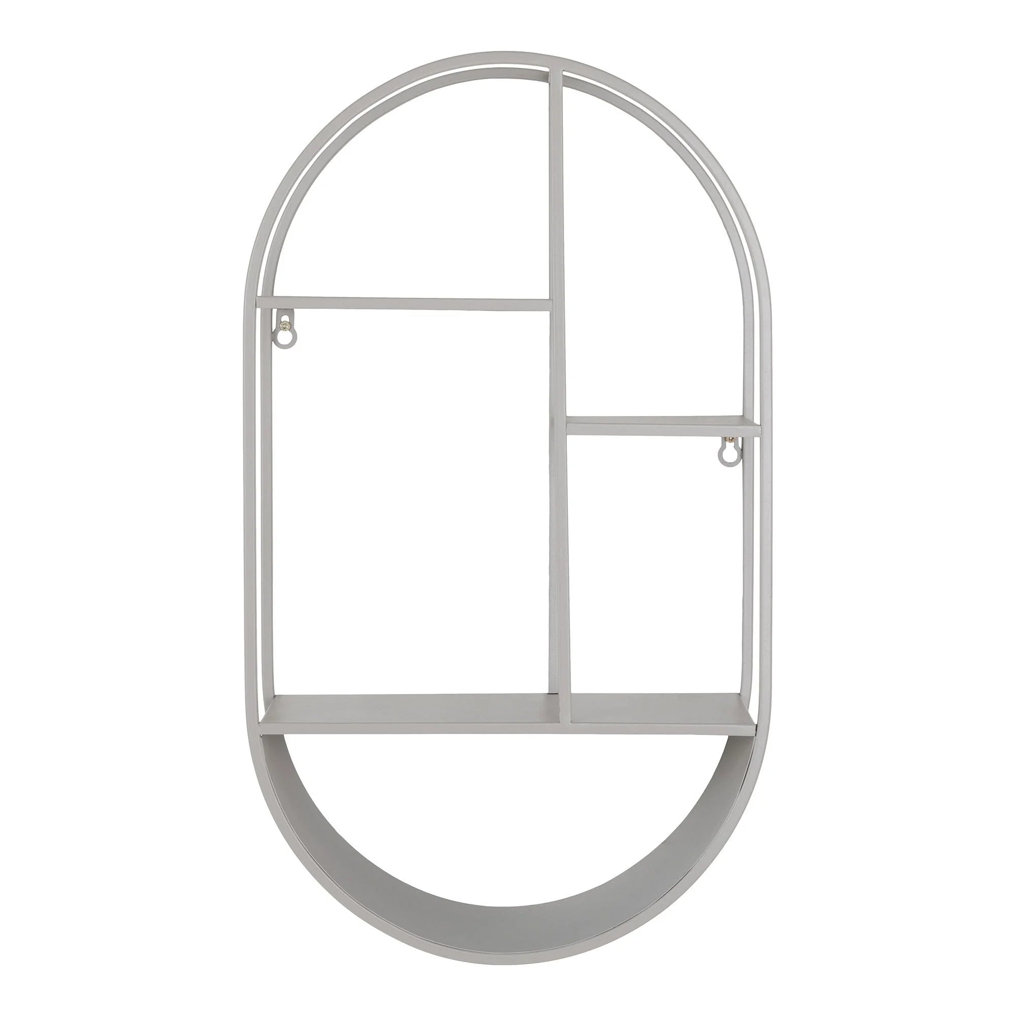 Étagère murale ovale en acier gris 35x15x60 cm pour décoration moderne