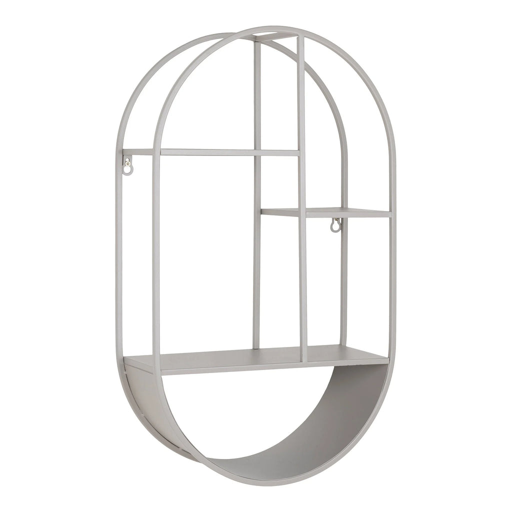 Étagère murale ovale en acier gris 35x15x60 cm pour décoration moderne